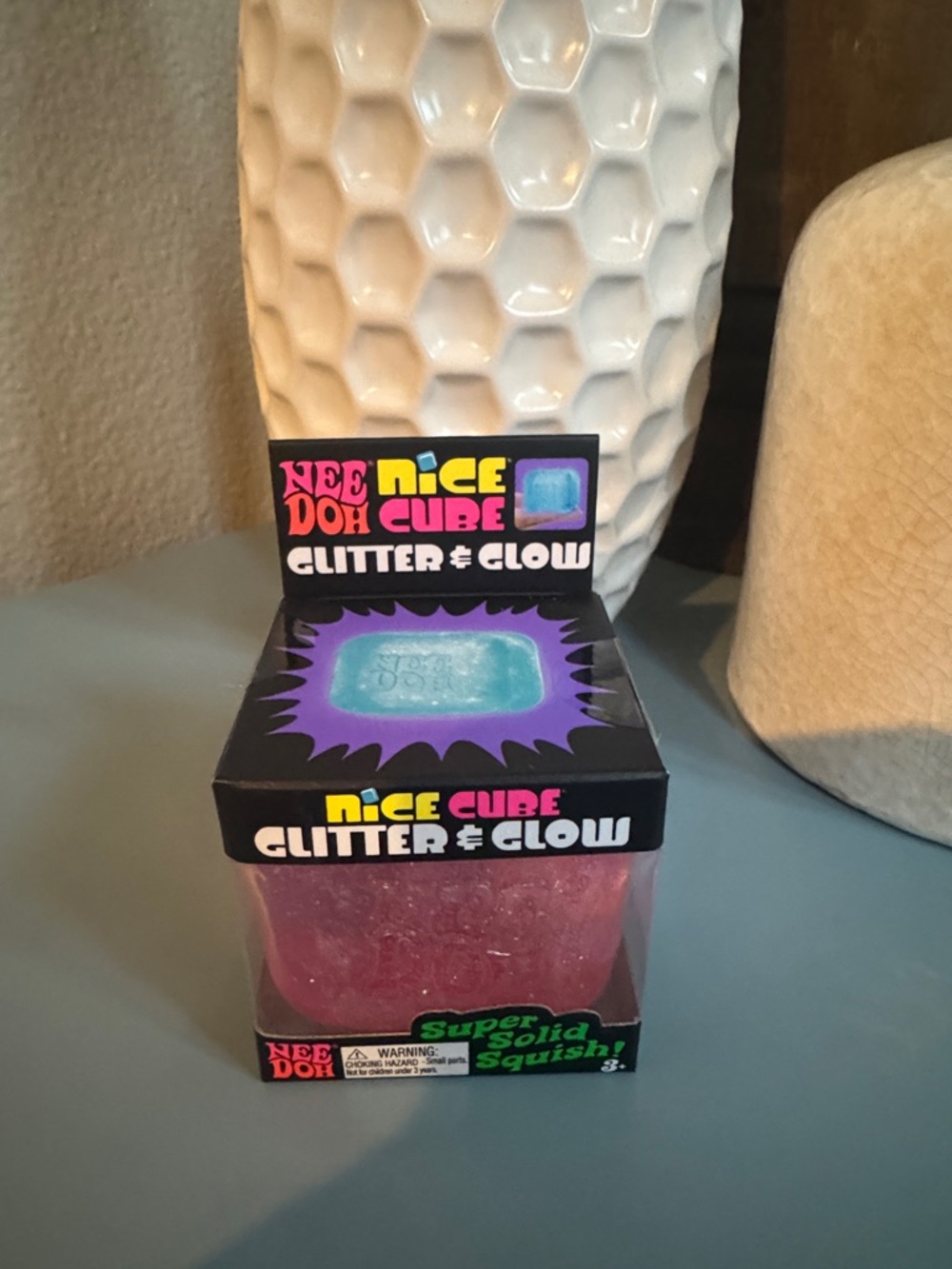Nee Doh Nice Cube Glitter & Glow Squishy - Pink